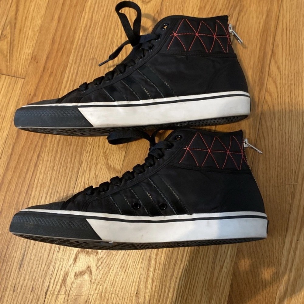 Adidas Originals Nizza High Hi Zip Zipper – Black Flight Jacket-2010 - Size 10.5